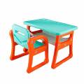 Double Chair Study Table Set Large Orange Color Plastic Material For Kids in Burhanpur