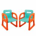 Double Chair Study Table Set Large Orange Color Plastic Material For Kids in Burhanpur