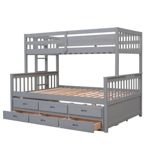 Farmhouse Mission Craftsman Bunk Bed Twin Over Full Natural Finish Grey Manufacturers in Gauripur
