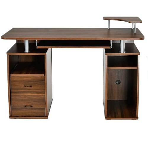 Rectangular Brown Office Desk With Shelves Drawers And Keyboard Tray No Assembly Required Manufacturers in Delhi
