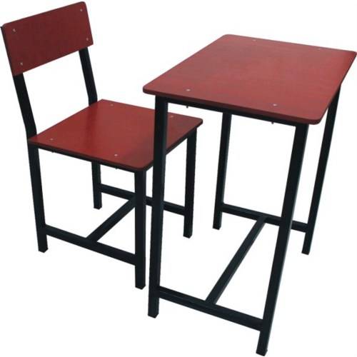 Single Seater School And College Desk With Chair Iron Construction Dark Brown in Rewa
