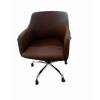 Stainless Steel Frame Office Chair with Brown Leather Seat Manufacturers, Suppliers, Exporters in Gauripur